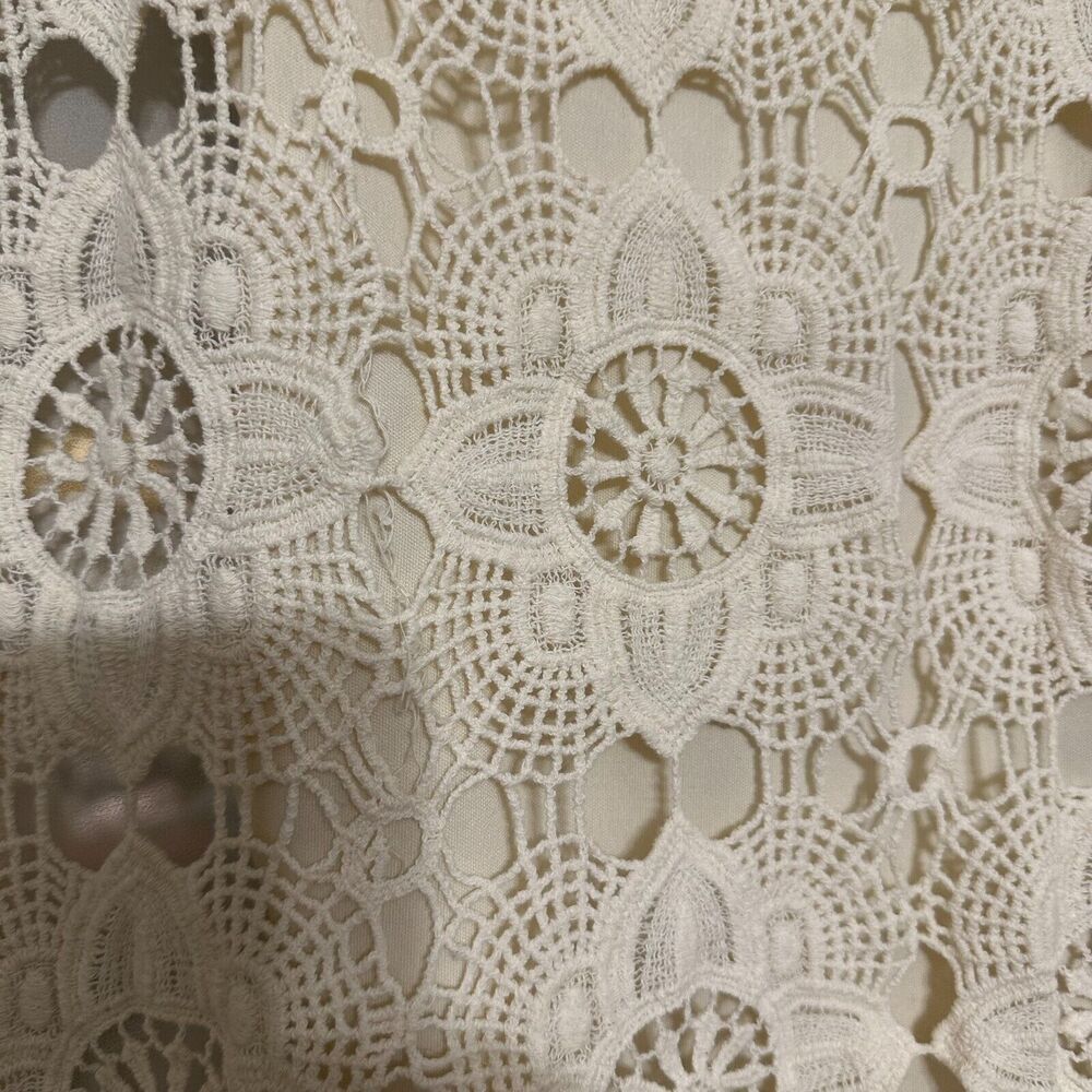 Adica Womens Tank Top‎ Sz M Ivory Crochet Floral Lined Pullover Cottagecore - Picture 3 of 5